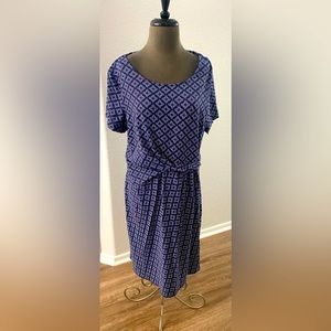 Talbots woman’s navy/white XL knee length dress.